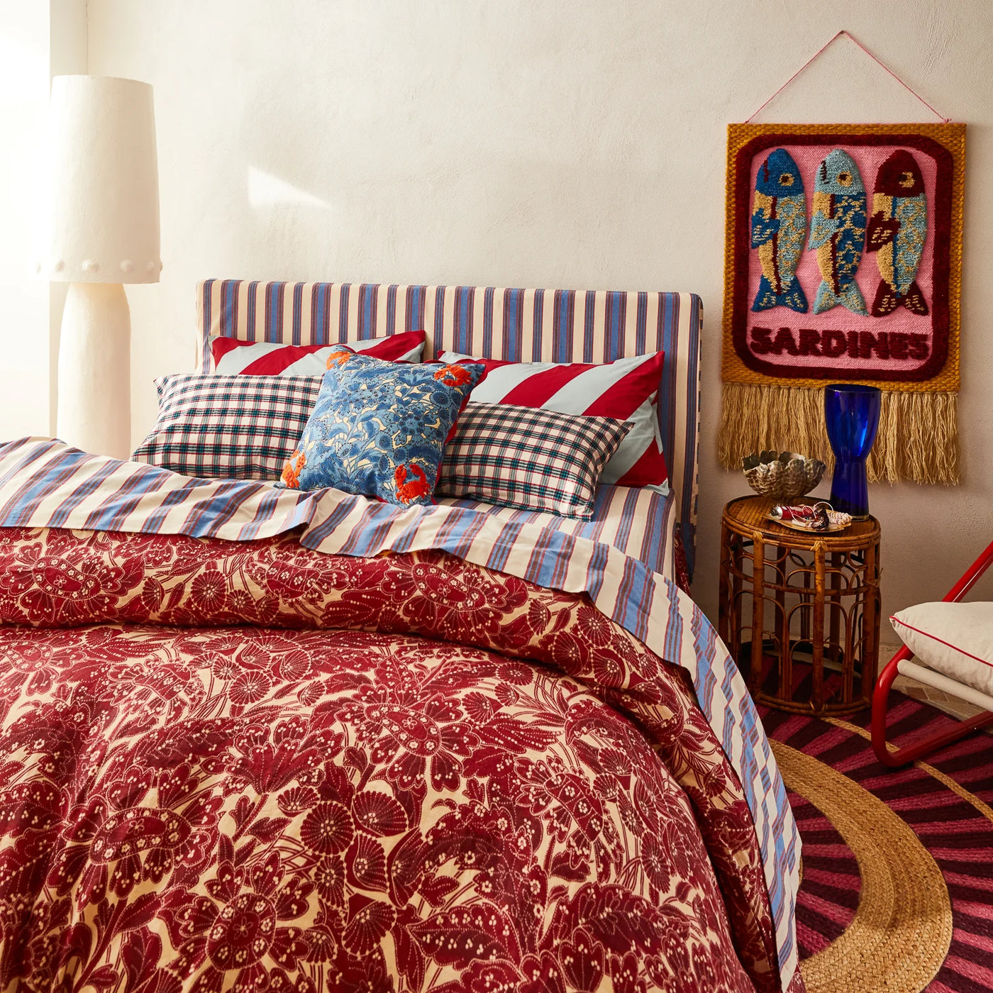 Lucia Linen Quilt Cover - Crimson