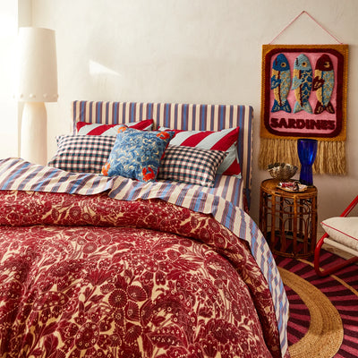 Lucia Linen Quilt Cover - Crimson