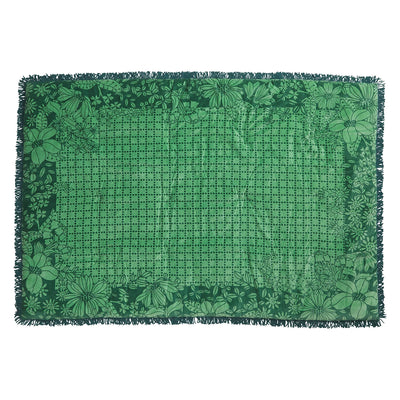 Mallorie Velvet Blanket front (green plant print)