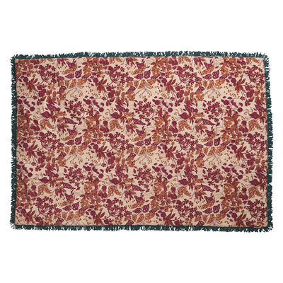 Mallorie Velvet Blanket back (red and orange flower print)