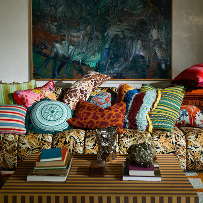 sofa with different pillow and Manville Fringe Cushion