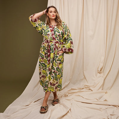 Woman wearing Margot Cotton Bath Robe 