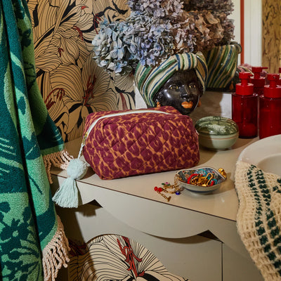 Odette Beauty Bag placed in bathroom vanity