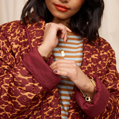 closer look of the odette quilted jacket sleeves
