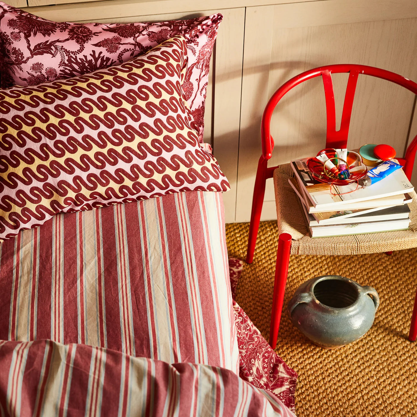 Selene Cotton Sheets - Flat Sheet Crimson
