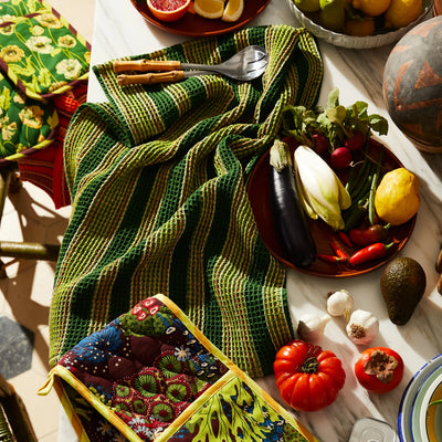 Selene Stripe Tea Towel - Anise