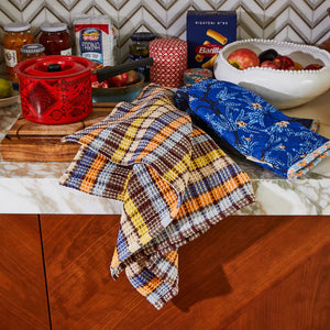 Stela Check Tea Towel - Cornflower
