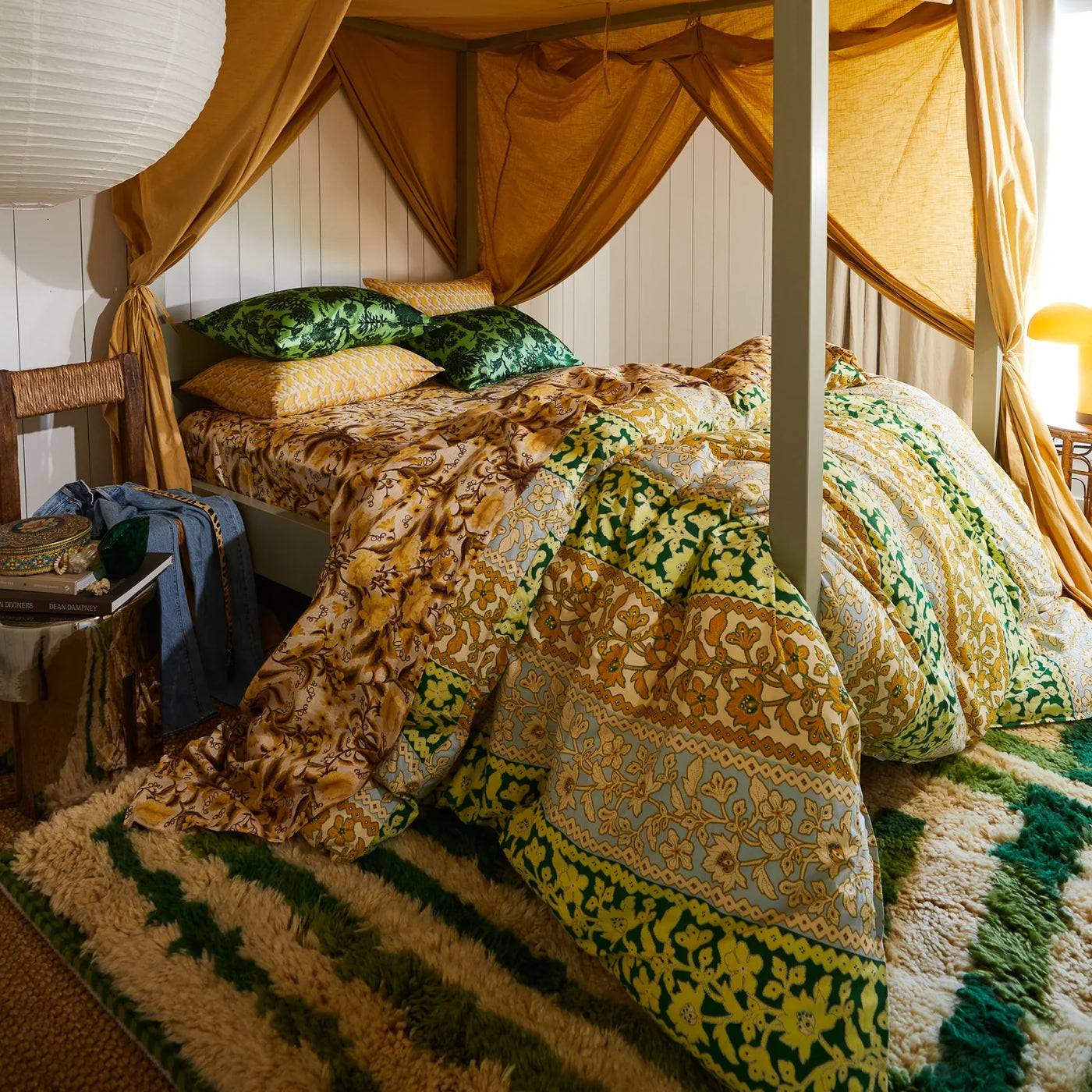 Thea Cotton Quilt Cover - Kelp