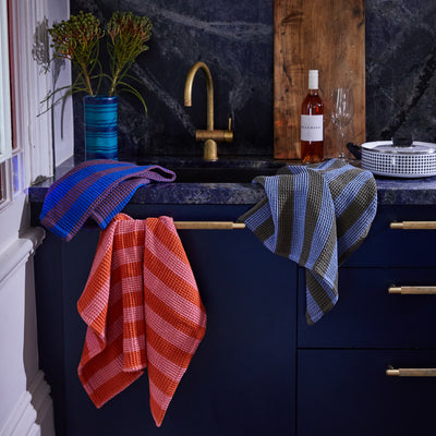 Zelia Stripe Tea Towel - Blue Jay