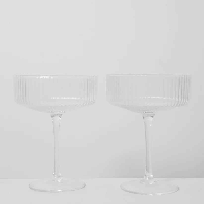 Hazel Ribbed Coupe Glass Set of 2