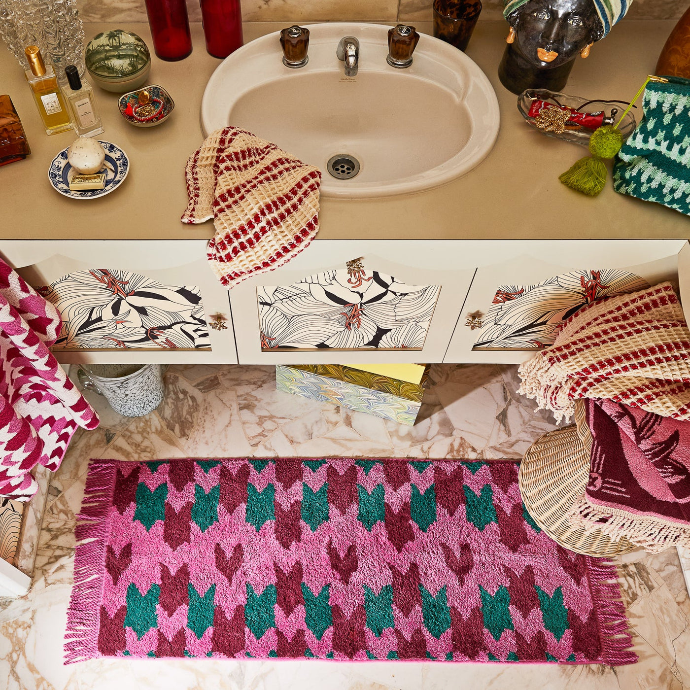 bathroom vanities with towel and Arlette Bath Runner