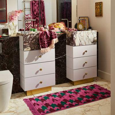 bathroom with vanities and Arlette Bath Runner