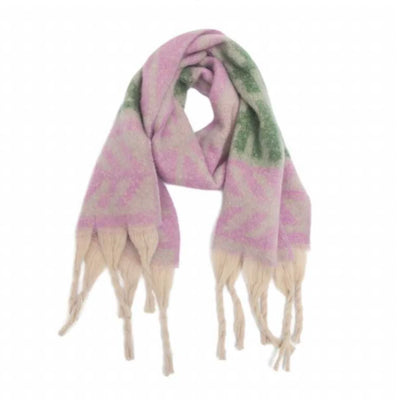 Colorado Winter Scarf - Baby Pink and Green