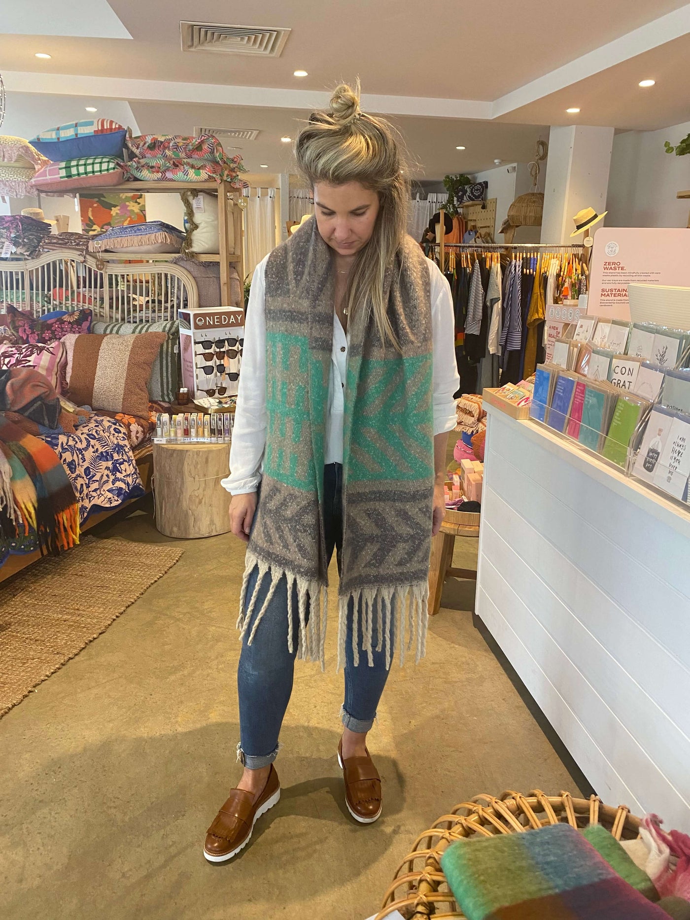 Colorado Winter Scarf - Lime and Charcoal