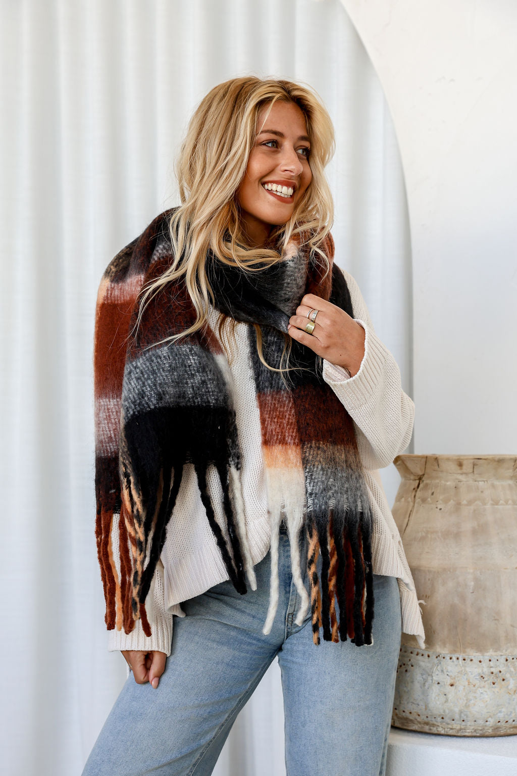 Winter Scarf - Caramel/ Chocolate