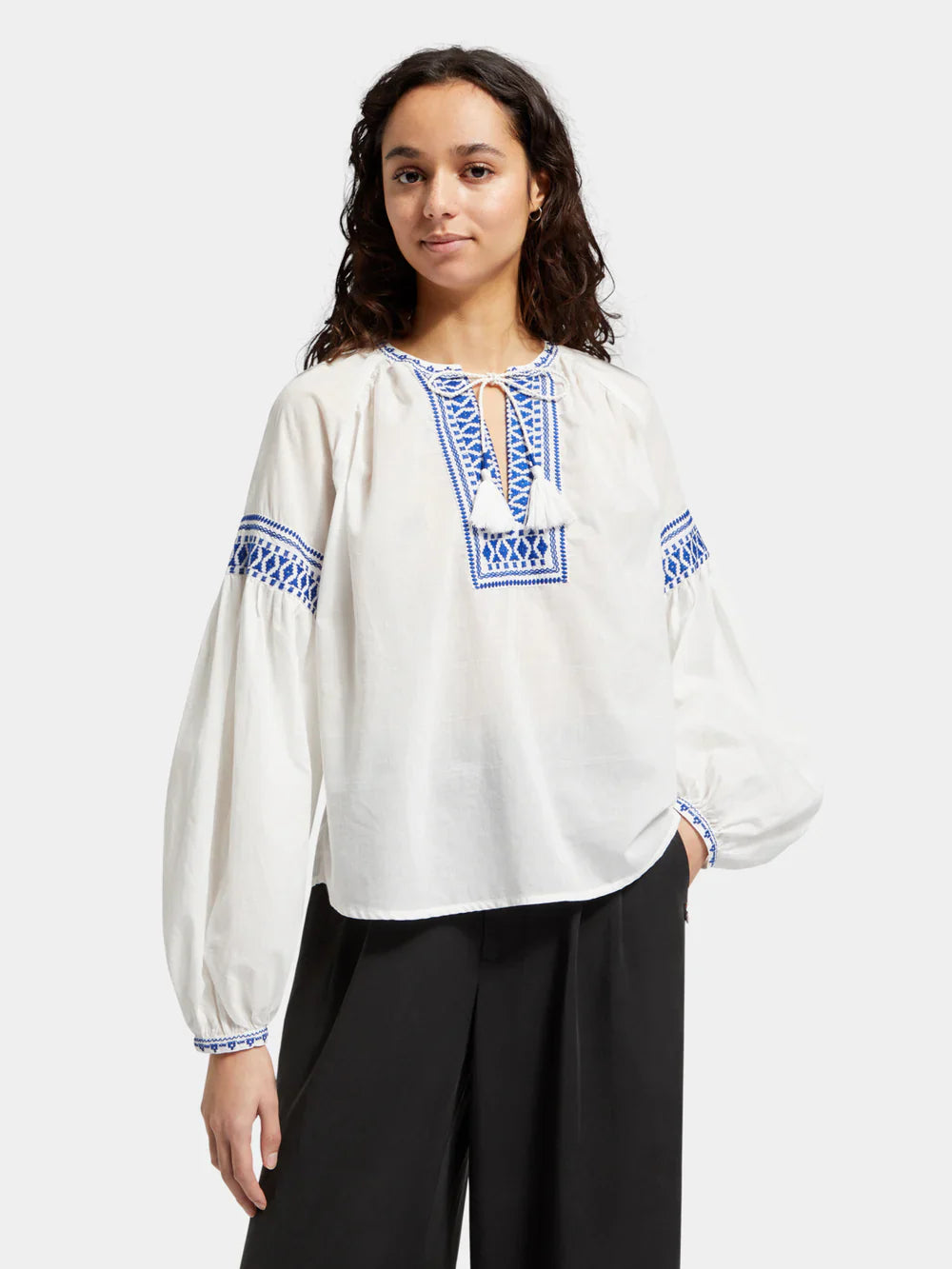 Balloon Sleeve Top with Tape Detail - 177180