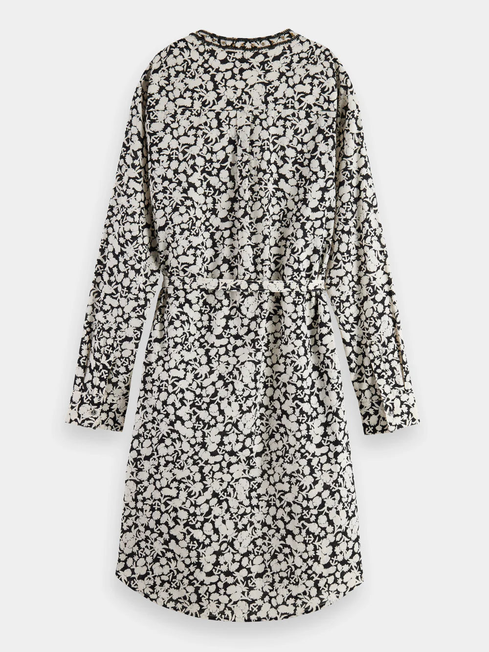 Beaded Collar Shirt Dress - Anchor Floral back side
