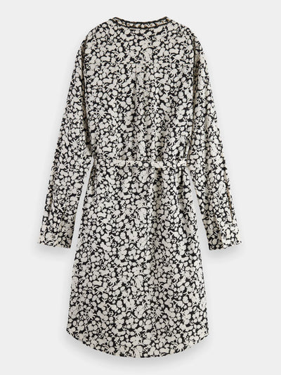 Beaded Collar Shirt Dress - Anchor Floral back side