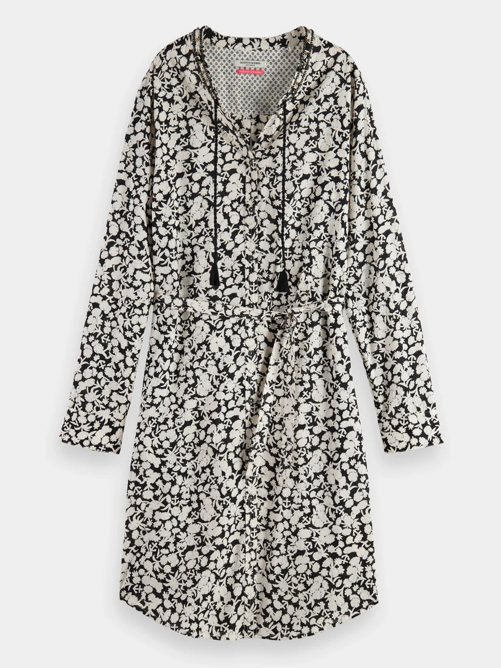 Beaded Collar Shirt Dress - Anchor Floral front side