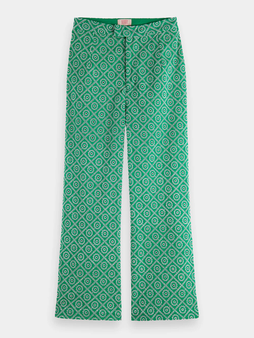  Broderie Straight Leg Pant - Green front view