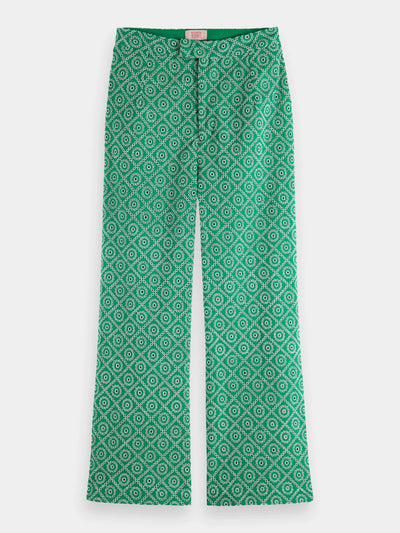 Broderie Straight Leg Pant - Green front view