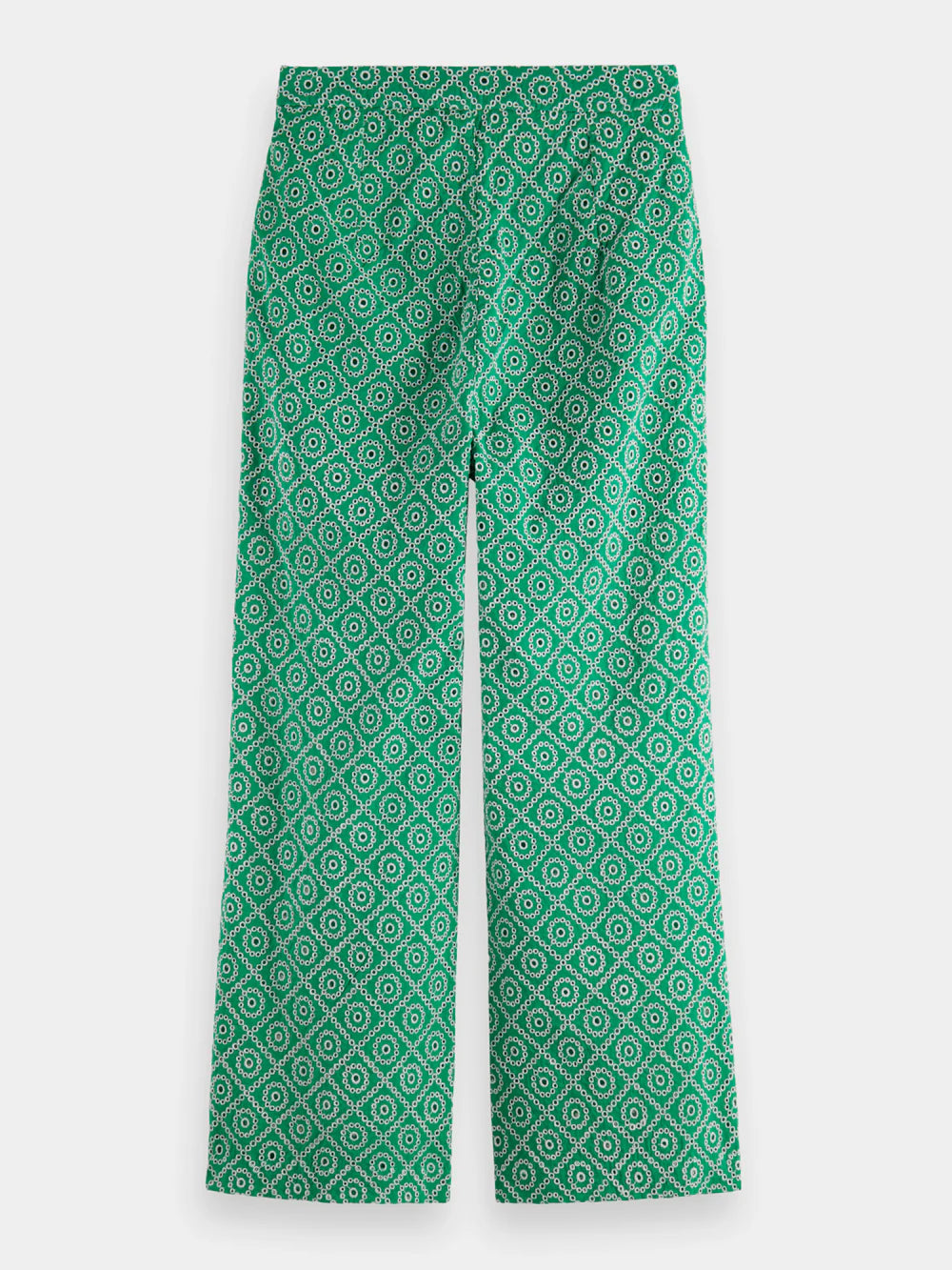 Broderie Straight Leg Pant - Green back view
