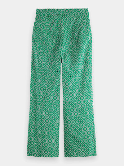 Broderie Straight Leg Pant - Green back view