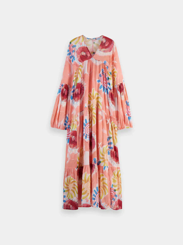 Abstract Printed Crinkle Maxi Dress