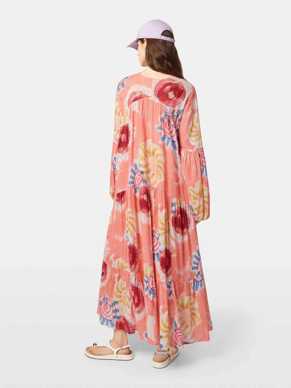 Abstract Printed Crinkle Maxi Dress