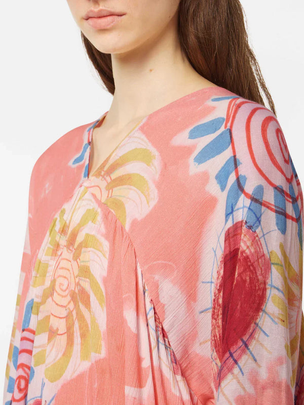 Abstract Printed Crinkle Maxi Dress