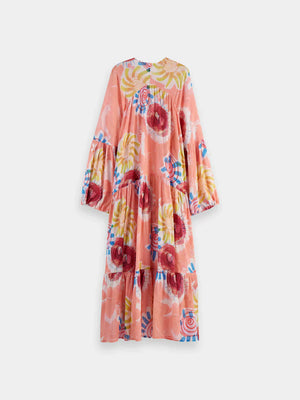 Abstract Printed Crinkle Maxi Dress