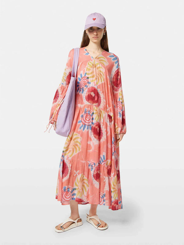 Abstract Printed Crinkle Maxi Dress