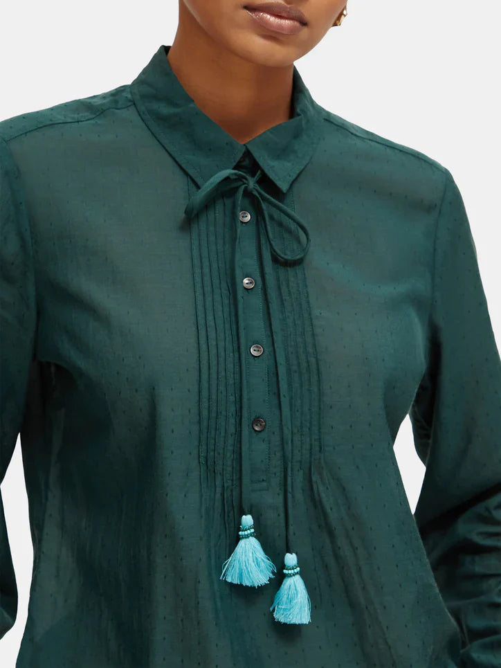 Lightweight Pintuck Blouse - Bottle Green 173312