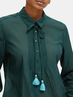 Lightweight Pintuck Blouse - Bottle Green 173312