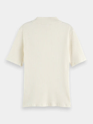 Mock neck ribbed slim-fit top - Soft Ice 177015