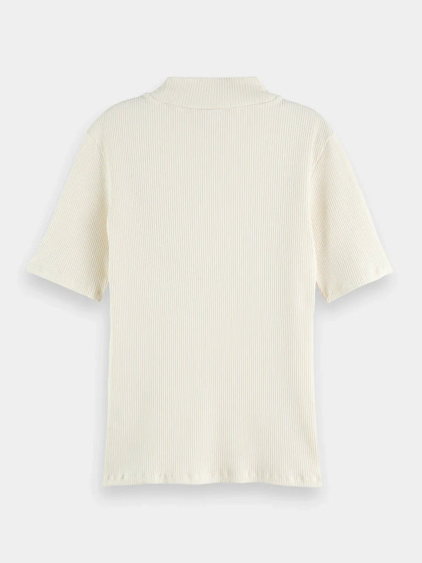 Mock neck ribbed slim-fit top - Soft Ice 177015
