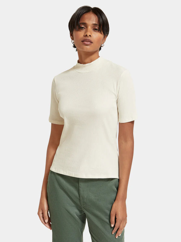 Mock neck ribbed slim-fit top - Soft Ice 177015