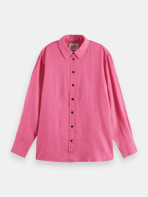 Oversized Linen Shirt Pink Punch - 172771