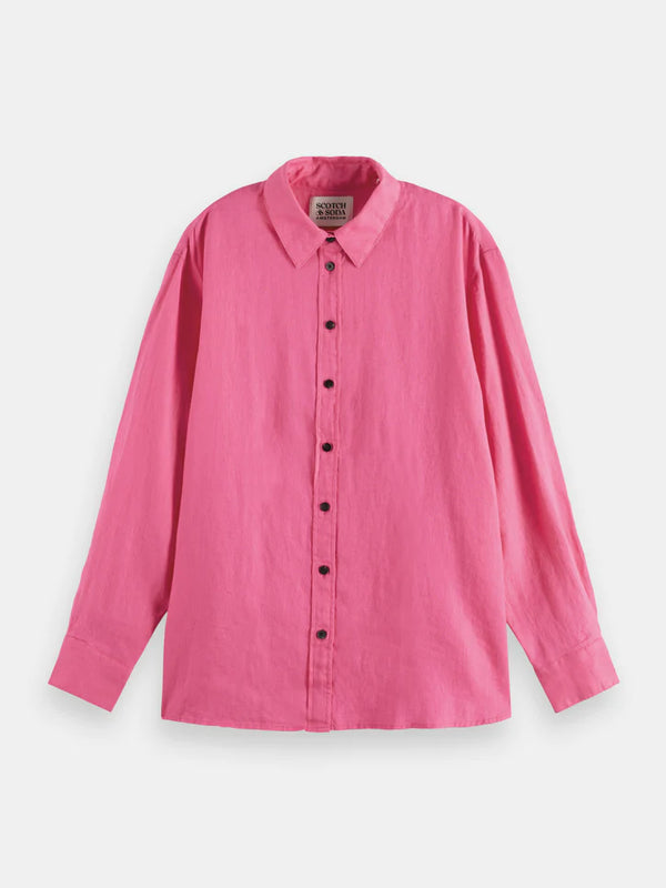 Oversized Linen Shirt Pink Punch - 172771