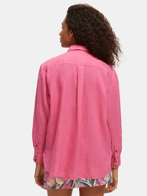 Oversized Linen Shirt Pink Punch - 172771