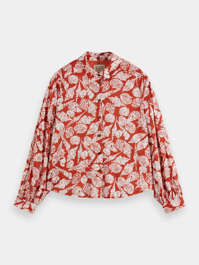 Printed Balloon Sleeve Shirt - Shell Batik front side