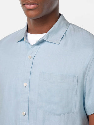 Short Sleeved Linen Shirt - Shirting Blue 180028