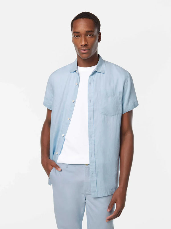 Short Sleeved Linen Shirt - Shirting Blue 180028