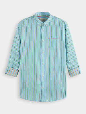 Dobby Striped Button Down Shirt - Blue