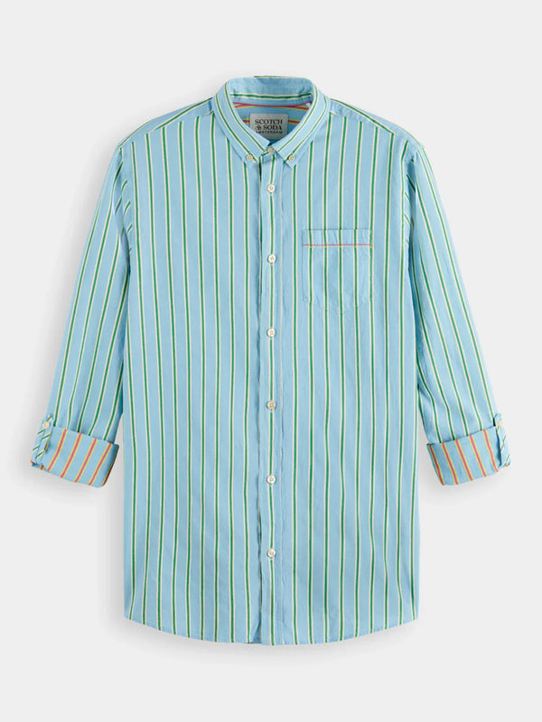 Dobby Striped Button Down Shirt - Blue