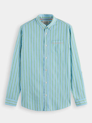 Dobby Striped Button Down Shirt - Blue