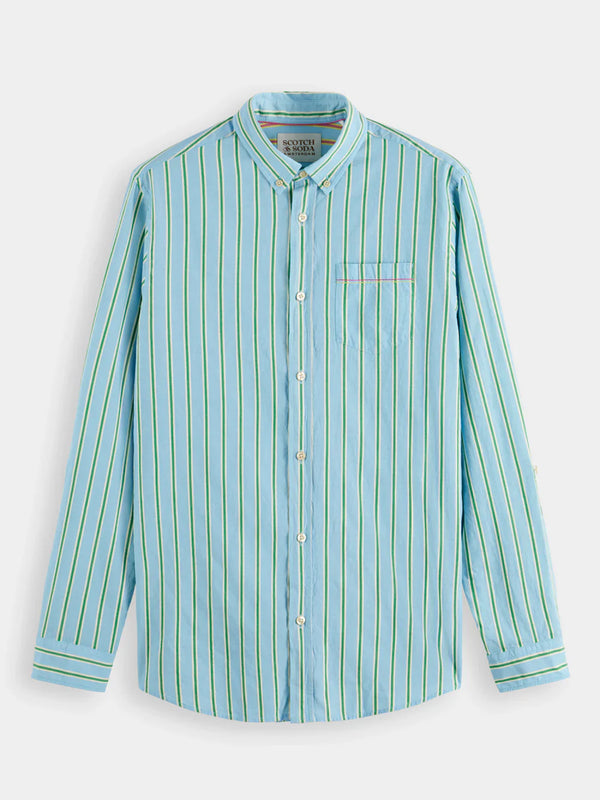 Dobby Striped Button Down Shirt - Blue