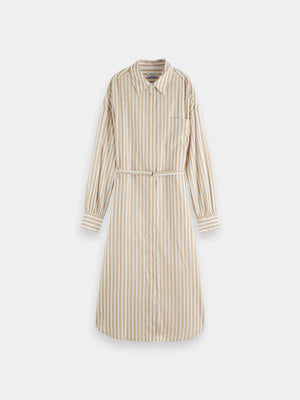Striped Midi Shirt Dress - Desert Sand U00622T