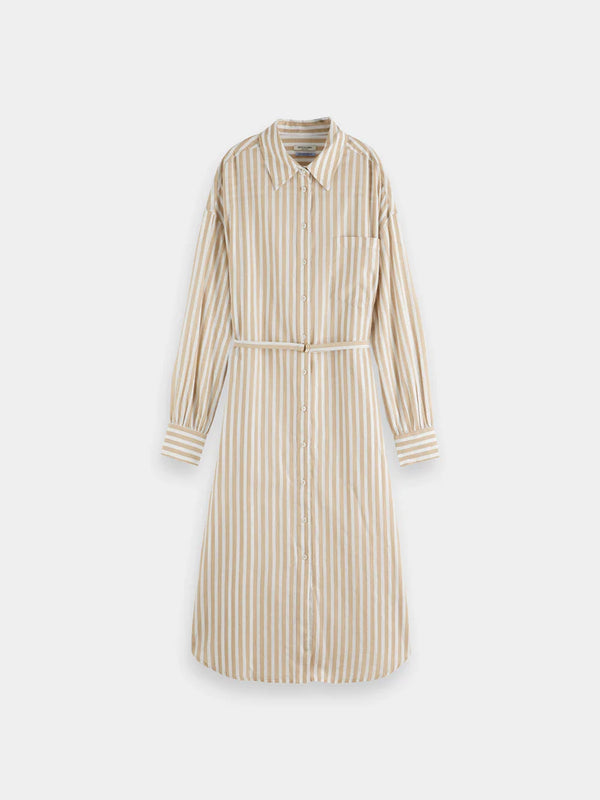 Striped Midi Shirt Dress - Desert Sand U00622T