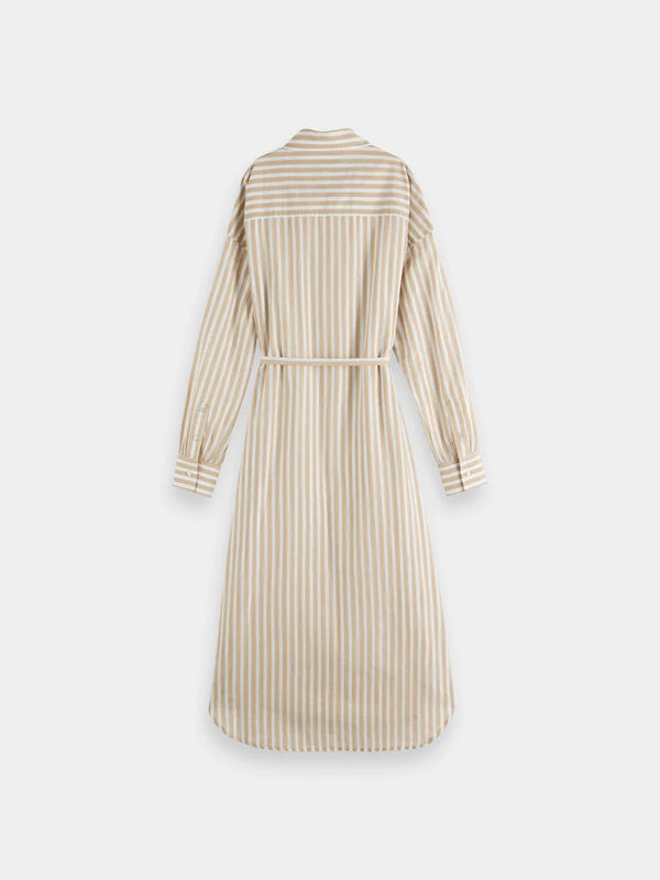 Striped Midi Shirt Dress - Desert Sand U00622T